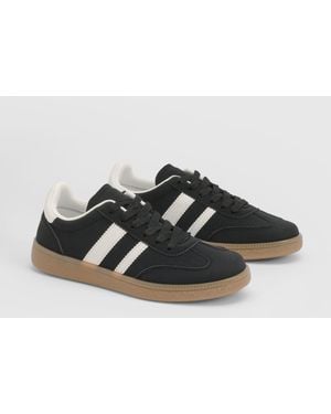 Oasis Erin Faux Suede Lace Up Trainers - Black
