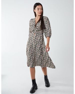 Blue Vanilla Knot Front Keyhole Dress - Grey