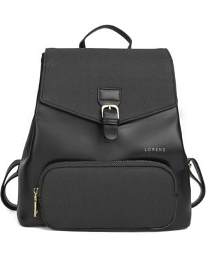 Woodland Leathers Small Backpack, Stylish Work School Rucksack Bag - Black
