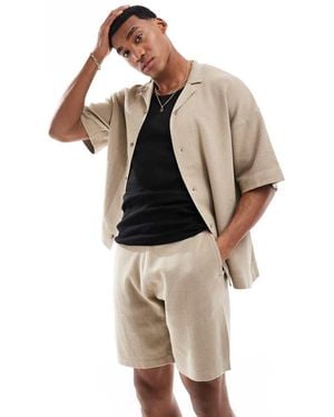 ADPT Co-Ord Oversized Knitted Shirt - Natural