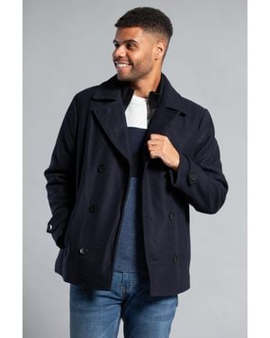 Tokyo Laundry Faux Wool Coat With Inside Funnel Neck - Blue