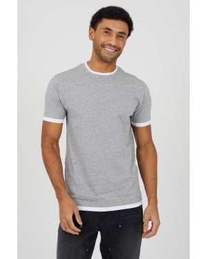 Brave Soul Cotton Contrast Trim T-Shirt - White