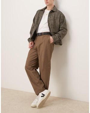 ASOS Smart Oversized Tapered Cotton Chino Trousers With Front Pleat - Natural