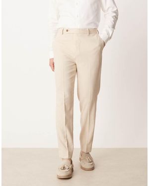 ASOS Smart Tapered Fit Trousers With Wool - Natural