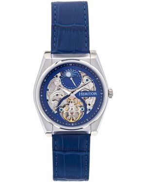 Heritor Daxton Semi Skeleton Watch - Blue