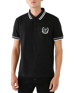 True Religion Polo Shirt Laurel Buddah Face Pique Tee - Black