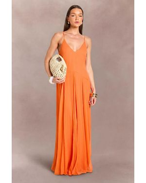 Boohoo Strappy Cami Floor Sweeping Maxi Dress - Orange