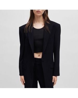 HUGO Dames Amiya Longline Oversize-fit Blazer In Blauw - Zwart