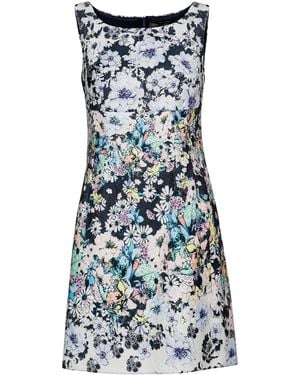 Conquista Floral Empire Line Dress - Blue