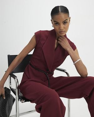River Island Waistcoat Sleeveless Belted - Brown