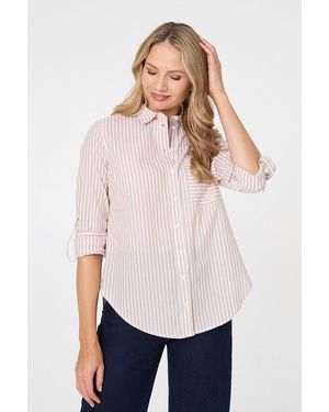 Izabel London Striped Long Sleeve Shirt - White