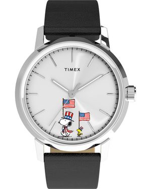 Timex Peanuts Marlin Watch Tw2Y50300 Leather - Grey