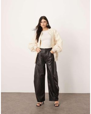 ARRANGE Sydney Leather High Waisted Barrel Trouser - Natural