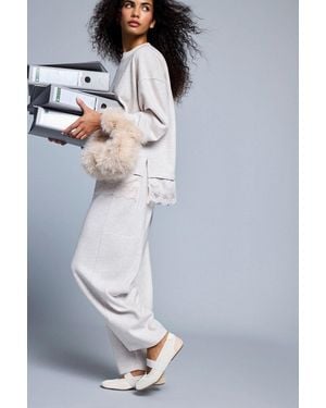 Penti Melange Lace Detailed Warm Long Sleeve Blouse - Natural