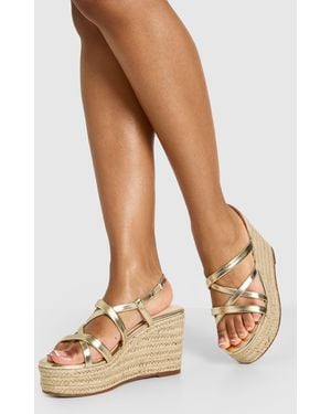 Boohoo Strappy Open Toe Wedges - Natural
