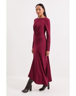 PRINCIPLES Ponte Ruched Maxi Dress - Red