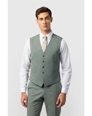 Antique Rogue Single Breasted Five Button V-Neck Slim Fit Suit Waistcoat - Green