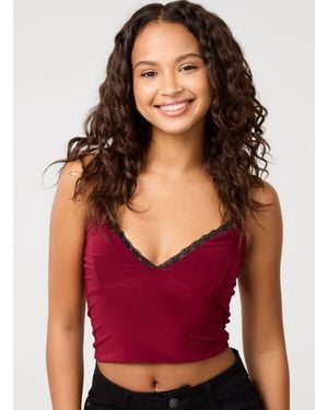 Pink Vanilla Lace Trim Cami Top - Red