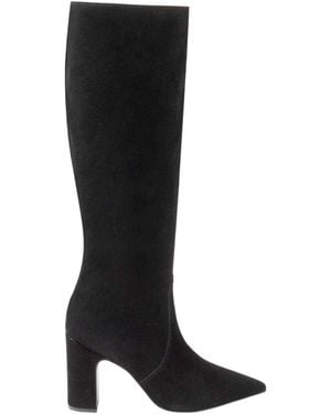 I Saw It First Ladies Suede Block Heel Knee-High Boots - Black