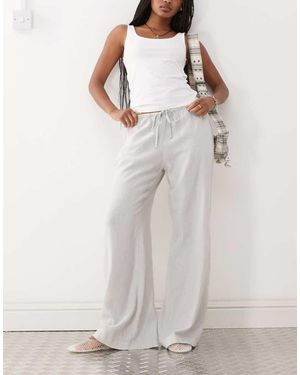 Weekday Linen Mix Wide Leg Trousers - Grey