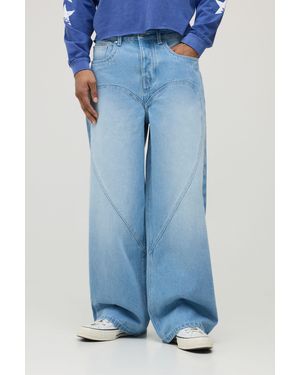 BoohooMAN Heart Gusset Seam Baggy Jeans - Blue