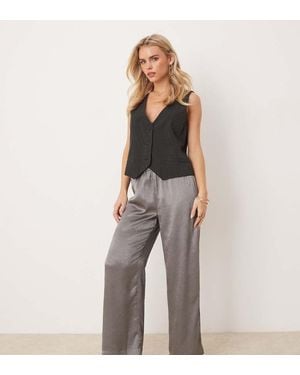 Jdy Petite Wide Leg Metallic Trousers - Grey