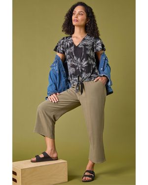 Roman Cropped Linen Trouser - Green