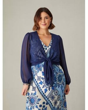 Live Unlimited Tie Front Cover Up - Blue