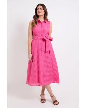 Wallis Sleeveless Check Organza Shirt Dress - Pink