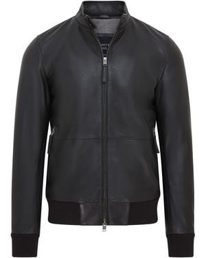 Infinity Leather Retro Bomber Jacket - Black