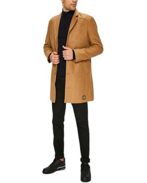 Tom Tailor Trench Over Coat Wool Winter Long Jacket Formal Office Outwear - Natural