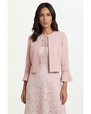 Wallis Woven Flute Sleeve Jacket - Pink