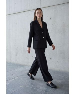 My Fashion Cotton Linen Blazer With Button Closure - Black