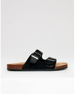 Threadbare Atticus Open Toe Slide Sandals - Black