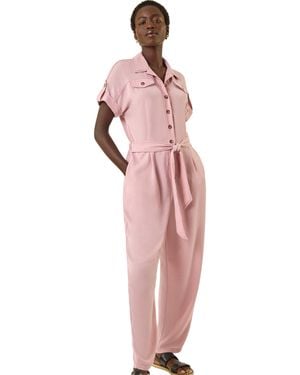 Roman Utility Buttoned Jumpsuit - Pink