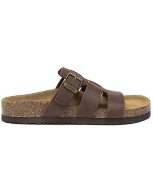 EverAu Australia Ever Au Genuine Leather Yates Slides With Sole - Brown
