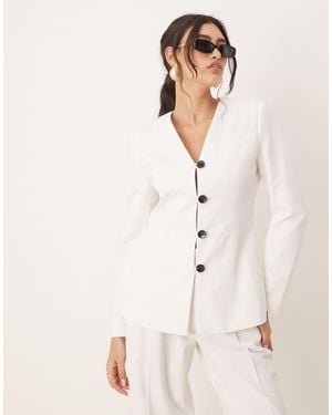 Aware V Neck Fitted Blazer Co-Ord - Natural