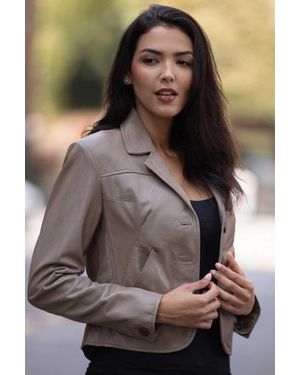 Ashwood Leather 'Angel' Real Three Button Blazer - Brown