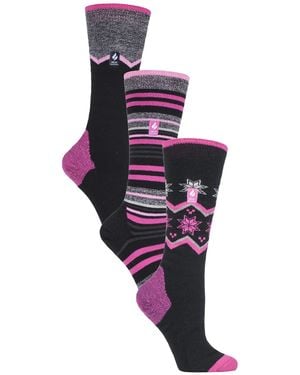 Heat Holders 3 Pair Assorted Multipack Ultra Lite Ski Socks - Black