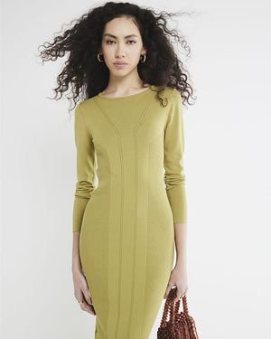 River Island Maxi Dress Lime Knit Hybrid - Green
