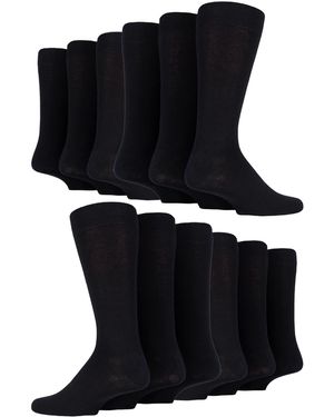 Sock Snob 12 Pair Multipack Cotton Colourful Striped Dress Socks - Black