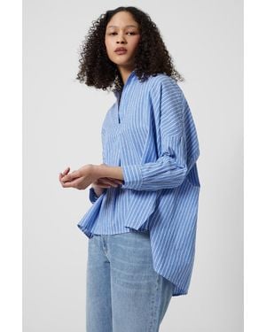 French Connection Long Sleeve Striped Poplin Shirt - Blue