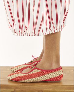 River Island Raffia Striped Mary Jane Shoes Textile - Red
