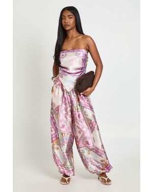 Boohoo Paisley Satin Balloon Trouser - Pink
