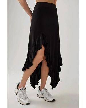 Hiccup Maxi Ruffle Drape Skirt - Black