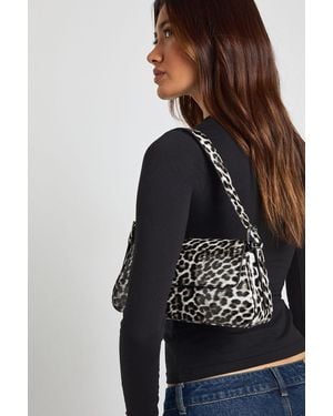 Boohoo Print Structured Fold Over Shoulder Bag - Black