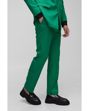 BoohooMAN Straight Fit Cross Applique Suit Trouser - Green