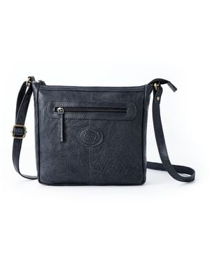 Woodland Leathers Genuine Leather Crossbody Bag - Blue