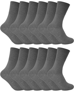 Sock Snob 12 Pack Ladies Non Elastic Thermal Diabetic Socks - Grey