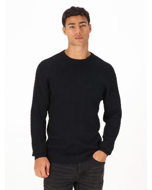 Luke 1977 The Hamptons Textured Knitted Jumper - Blue